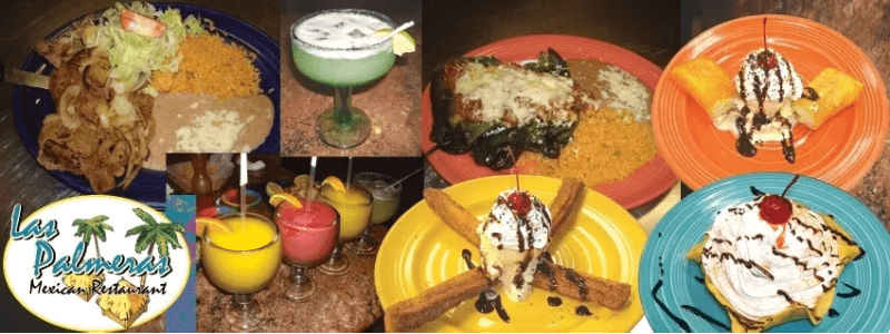 A variety of different foods on plates and drinks.