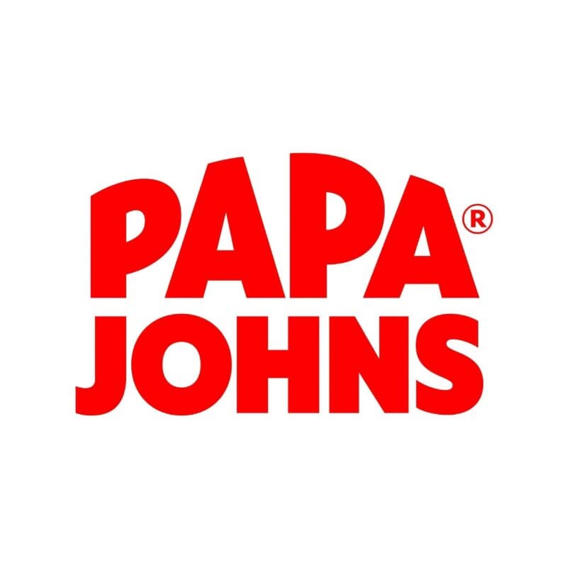 A red papa johns logo on top of a white background.